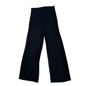 Asos Wide Leg Fold Over High Waist Size 8 Black Jersey Soft Stretch